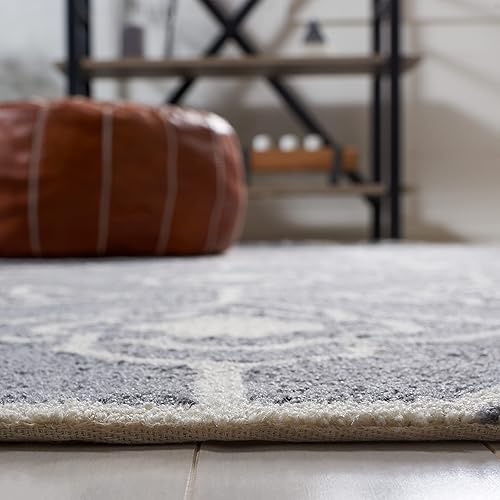 Miniatura 4 de SAFAVIEH Four Seasons Collection FRS233B - Alfombra floral con gancho a mano, 8 x 10 pies, color gris y marfil