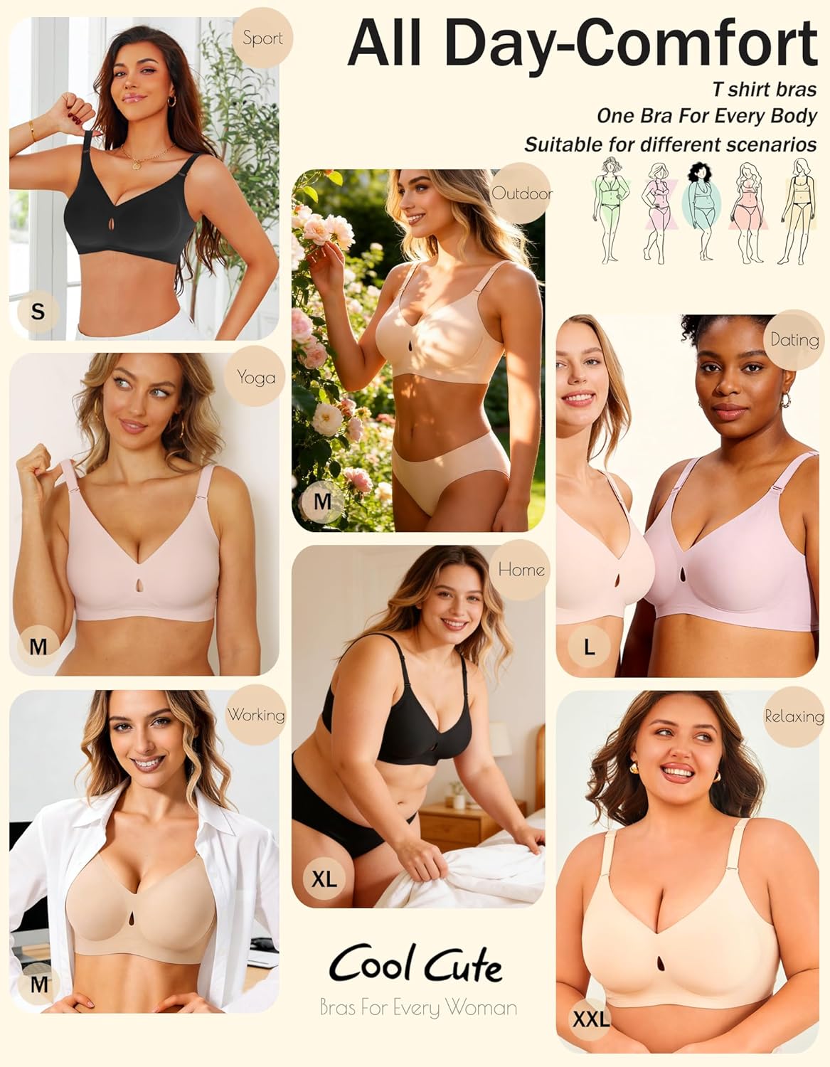 Jelly Wireless Bras for Women Sexy Comfortable Bra Bralettes V Neck No Underwire Bras Push Up Everyday Seamless Bra S XXL - Image 7