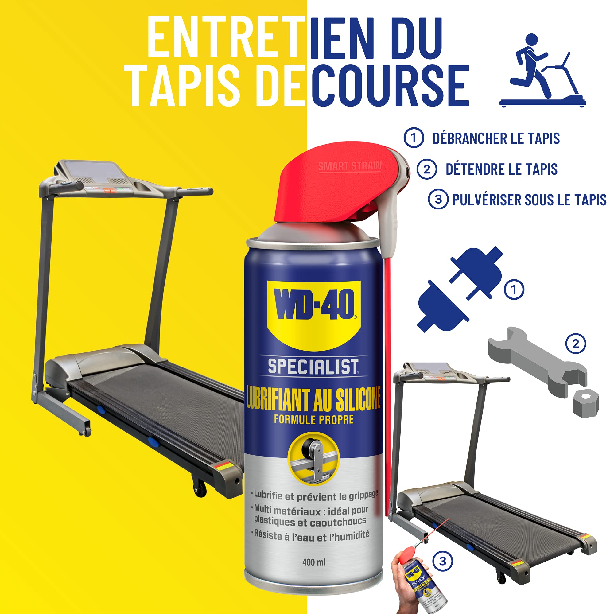 WD-40 Specialist • Lubrifiant Au Silicone • Spray Double Position • Formule Propre • Isolation contre l'humidité • Comptatible tous métaux, plastiques, caoutchoucs et bois • 400Ml • lot de 2