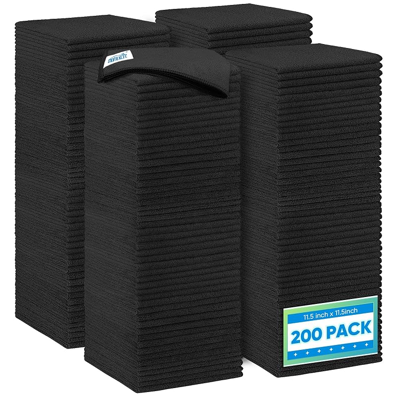 Panos de Microfibra HOMEXCEL Pretos para Limpeza Automotiva e Doméstica, 29,2 x 29,2 cm, Pacote com 200