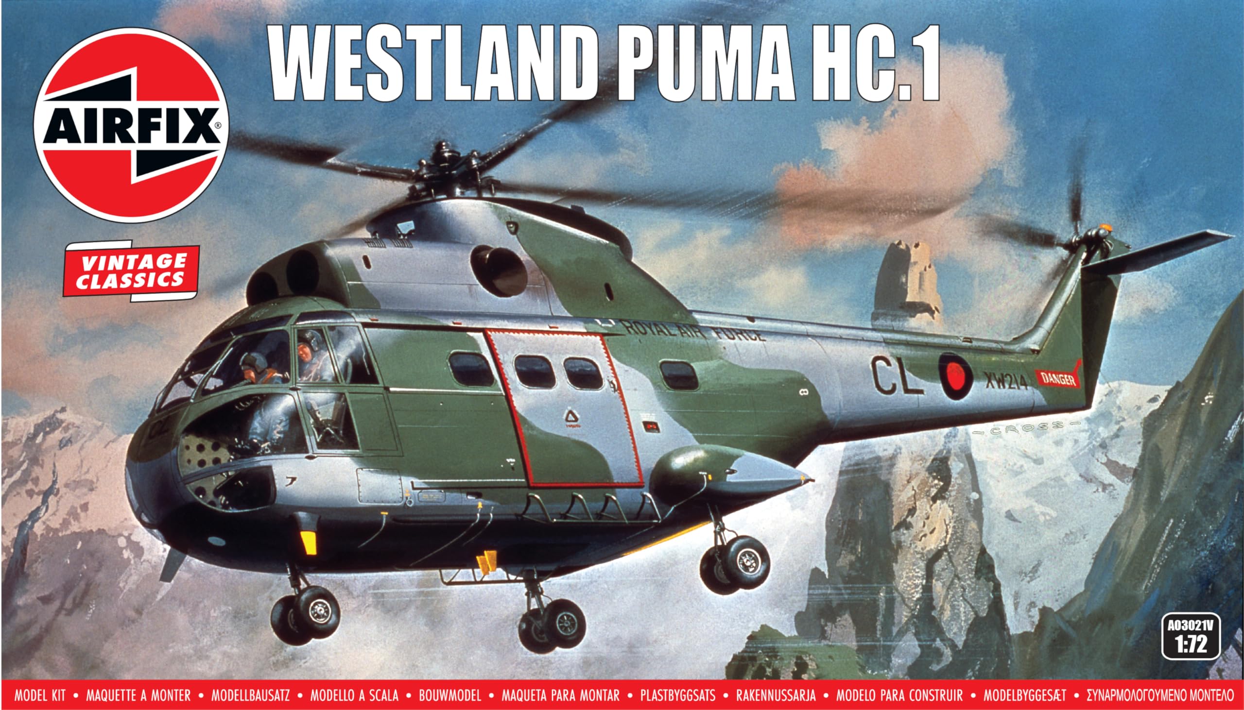 Airfix Vintage Classics Set - A03021V Westland Puma HC.1 - Plastic Model Aircraft Kits for Adults & Children 8+, Set Includes 112 Pieces - 1:72 Scale Model Aircraft Sets