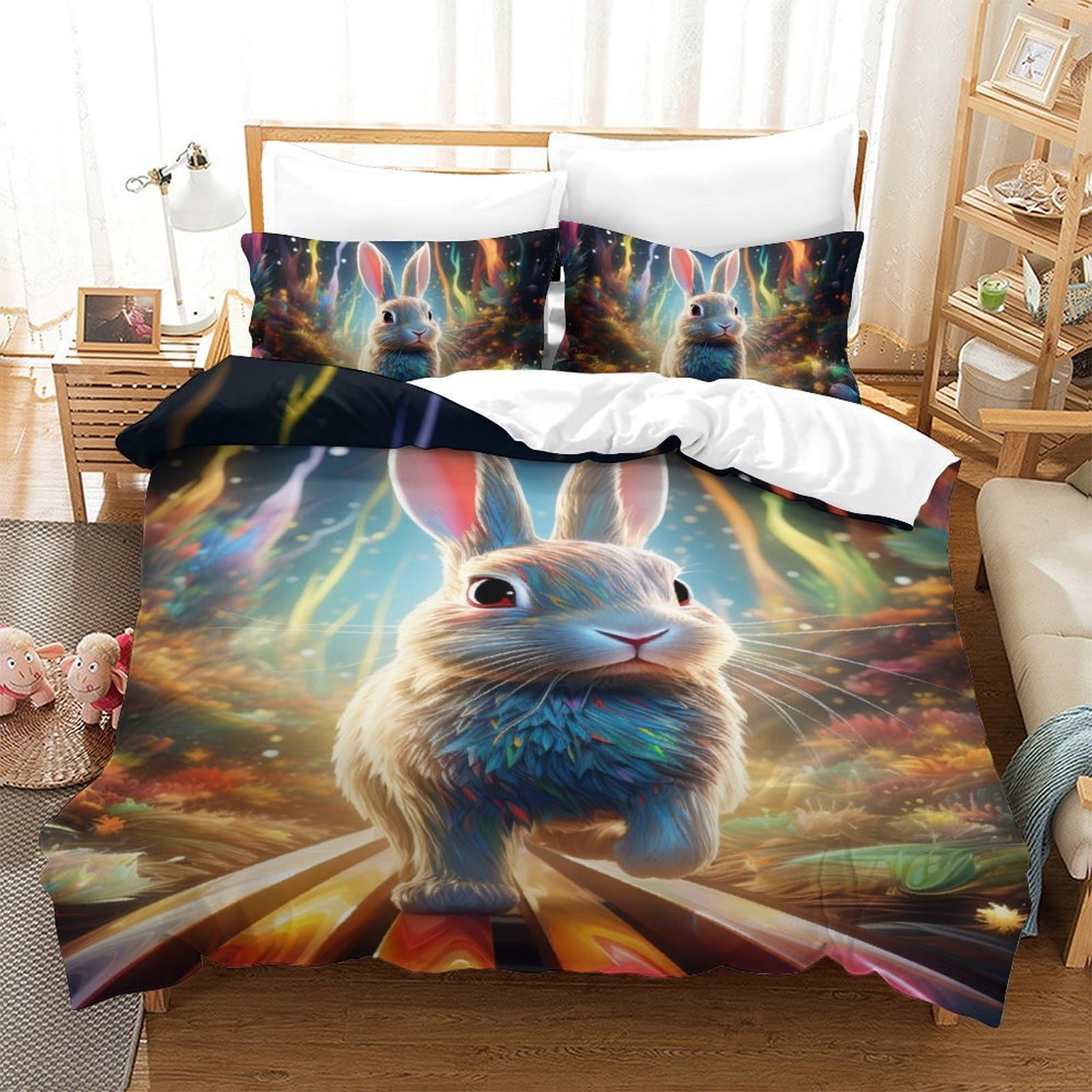 Housse de couette lapin impression 3D haute qualité en tissu premium