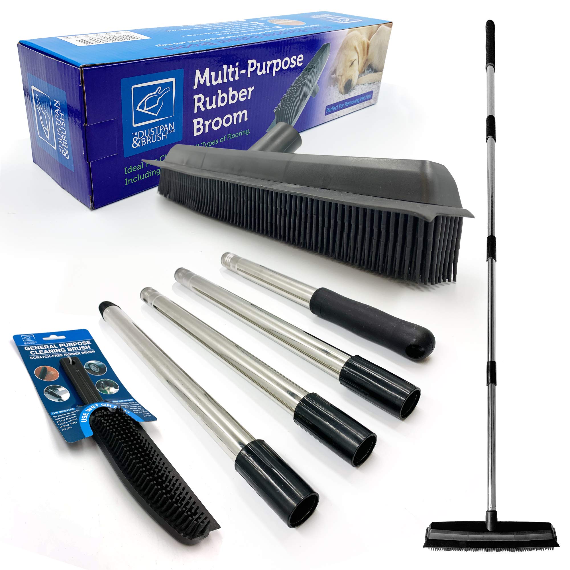 The Dustpan & Brush Store Rubber Pet Hair Clean Broom & Hand Brush Set 120Cm Handle With Squeegee(Sweeper And Hand Brush) from B&Q