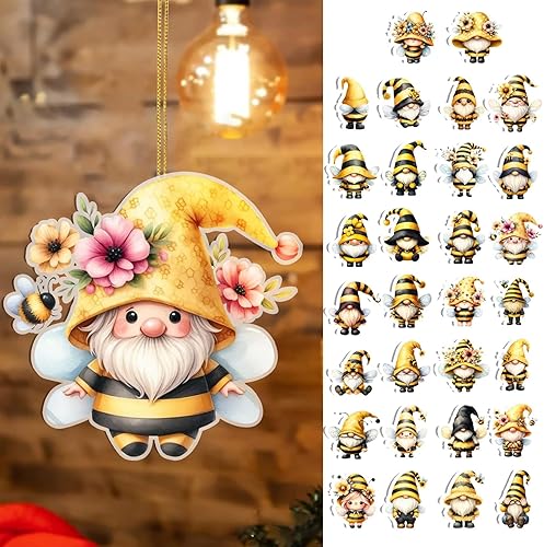 Miniatura 5 de Adornos decorativos colgantes de abeja de acrílico para automóvil, irrompible, divertido, para colgar al aire libre para árbol de Navidad, hogar,