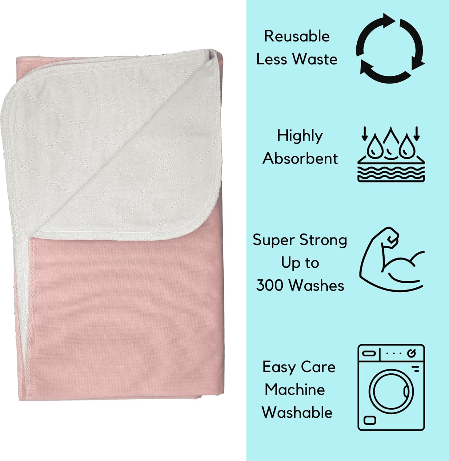 Bed Pad Washable Incontinence Underpad - Heavy Duty, Super Absorbent Waterproof Urinary Mattress Protector - Reusable Bed Wetting Protection for Seniors, Children 36 x 42-4 Pack Pink