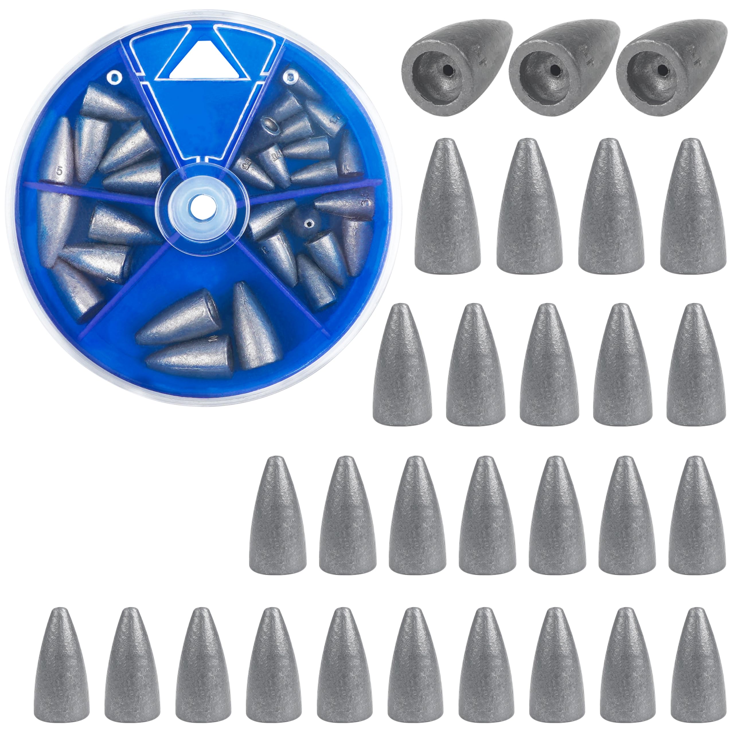 Bullet Fishing Sinkers Weights Slip Sinkers Kit- 29/83Pcs Fishing Worm Weights Assorted Set for Bass Fishing Saltwater