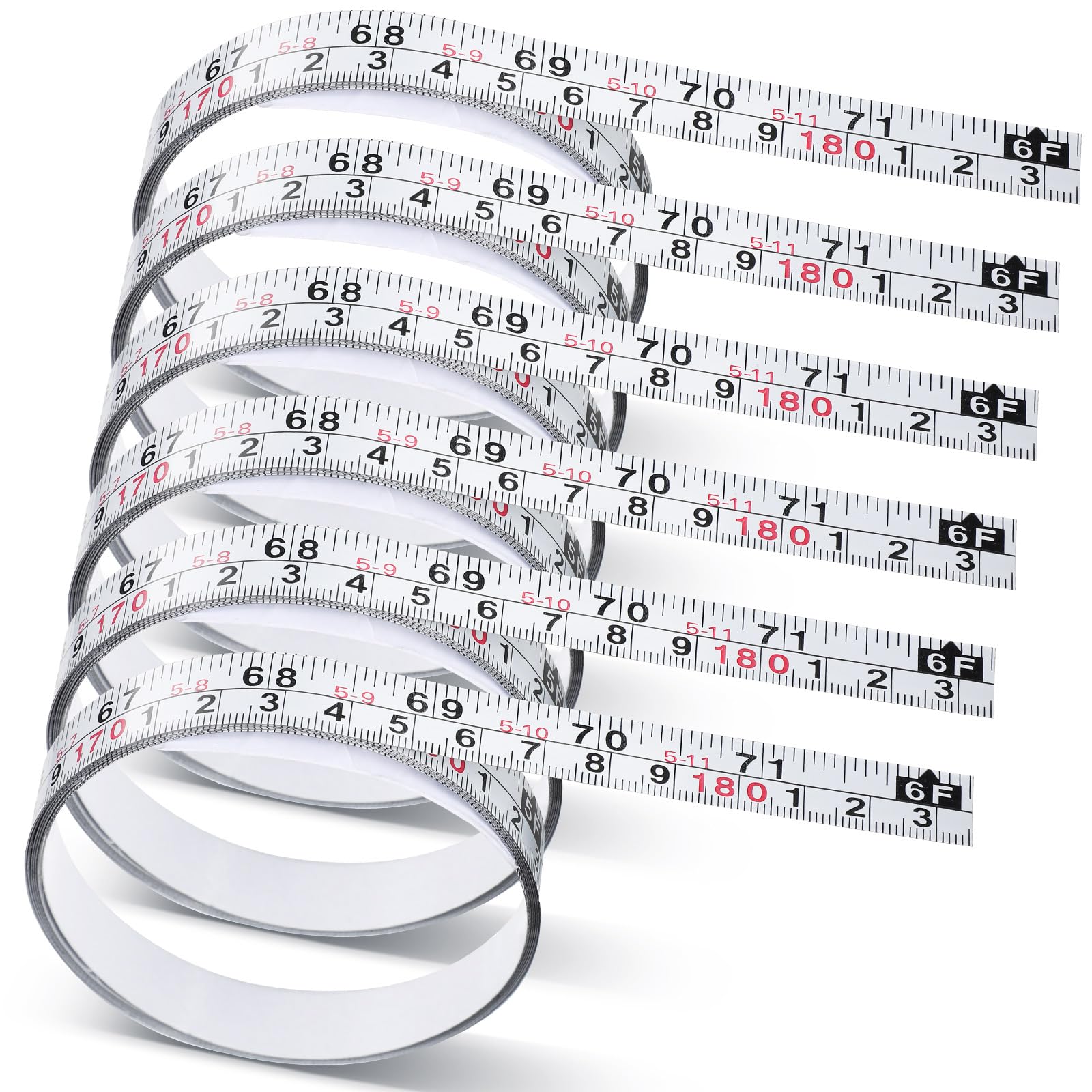 6 cintas métricas autoadhesivas de 6 pies, cinta métrica de doble escala, cinta métrica autoadhesiva para trabajo, carpintería, banco de trabajo, sierra, mesa de dibujo