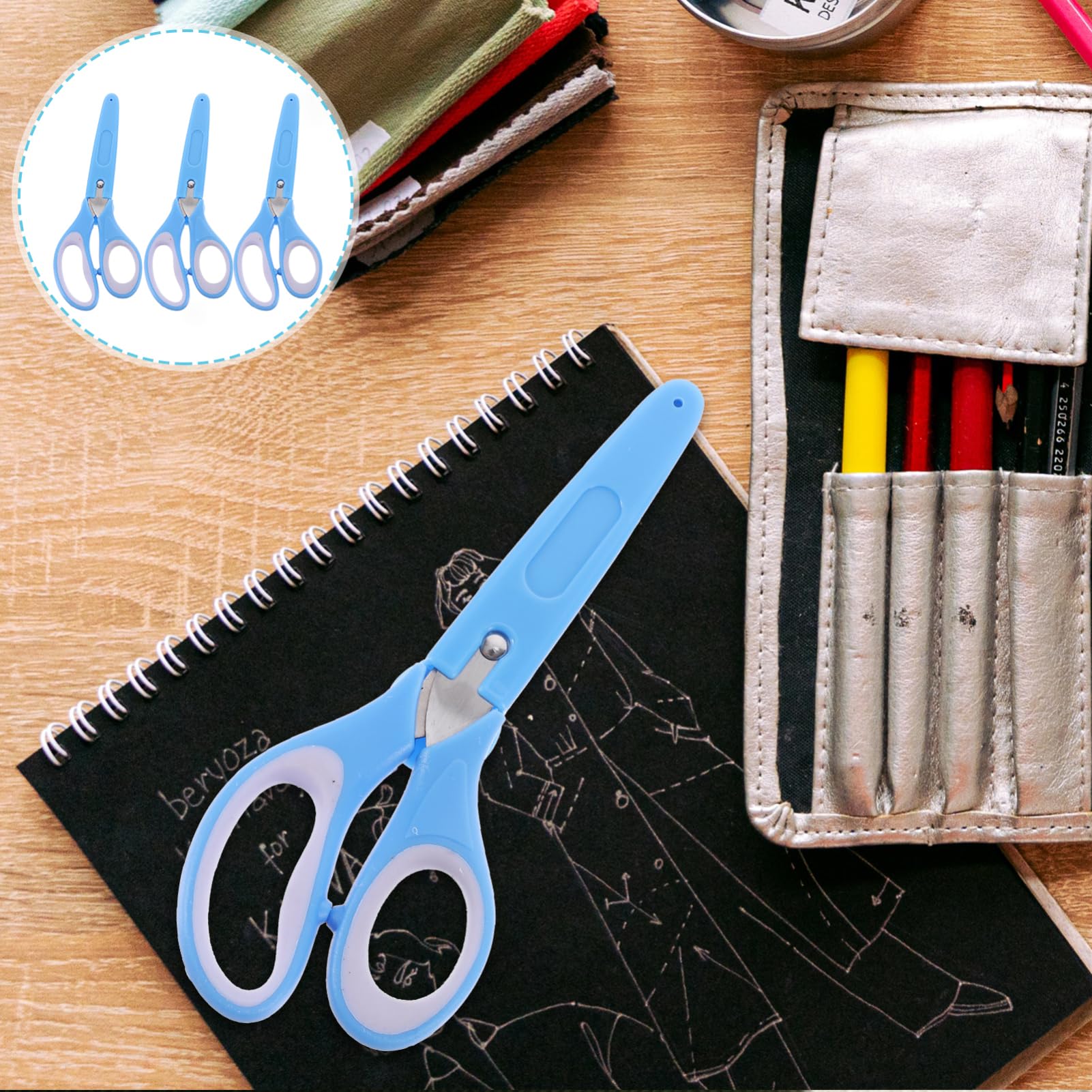 9pezzi Forbici Per Ragazzo Ragazza Con Manico Ergonomico e Protezione Per Scuola e Attività Di Fai Te Forbici Piccole e Leggere Per Lavori Manuali e Scrapbooking