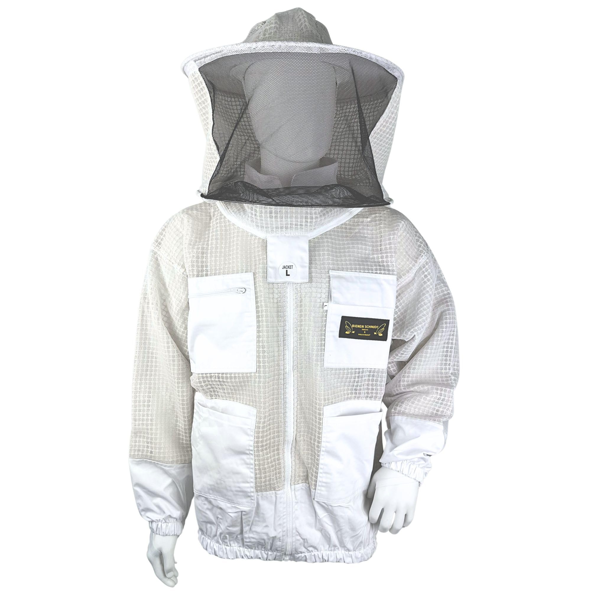 Imkerschutzjacke Imkerjacke Full-Air mit integriertem Schleier weiß mit Reißverschluss Größe S