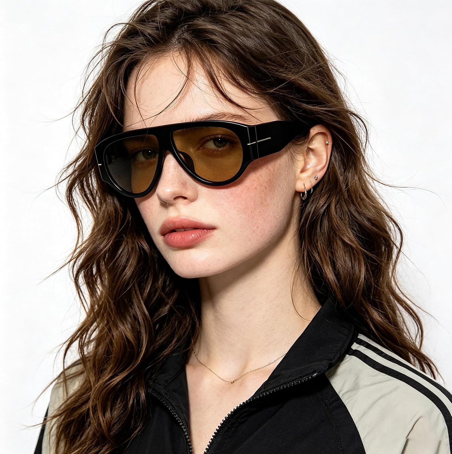 YQVIE Trendy Oversized Aviator Sunglasses for Adult Square Thick Frame Large Sun Glasses UV400 Protection