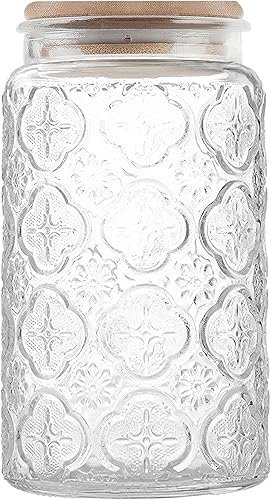 Custde Tarros de almacenamiento de vidrio con tapa hermética, recipiente de 35 onzas para encimera de cocina con tapa de bambú, azúcar morena,