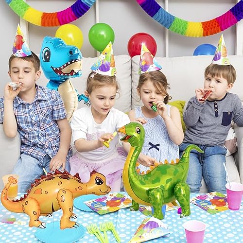 Miniatura 2 de WEIKA Globo de dinosaurio 3D de pie, lindos globos de aluminio de dinosaurio, amarillo anquilosaurio, fiesta de selva, decoraciones de fiesta de