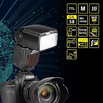 VK750II TTL Camera Speedlite Flash Compatible with Canon EOS Cameras 60D 70D 80D 6D 7D and Other DSLR Cameras