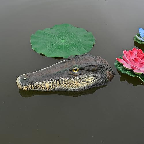 Miniatura 4 de MONT PLEASANT Señuelo de cabeza de cocodrilo flotante, accesorios de estanque, flotador de piscina de cocodrilo, cabeza de cocodrilo falsa,