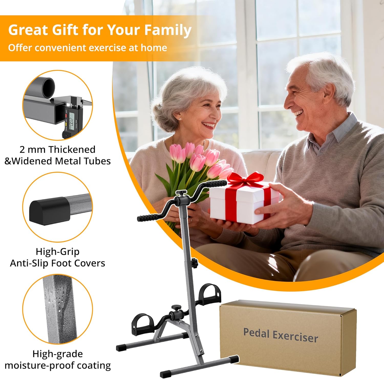 Adjustable Legs Arms Pedal Exerciser Bike for Seniors - Hand Arm Leg and Knee Therapy, Stroke Recovery, Portable Fitness Equipment for Total Body Workout Cardio Exercise - Great Gift for Elderly Rehab