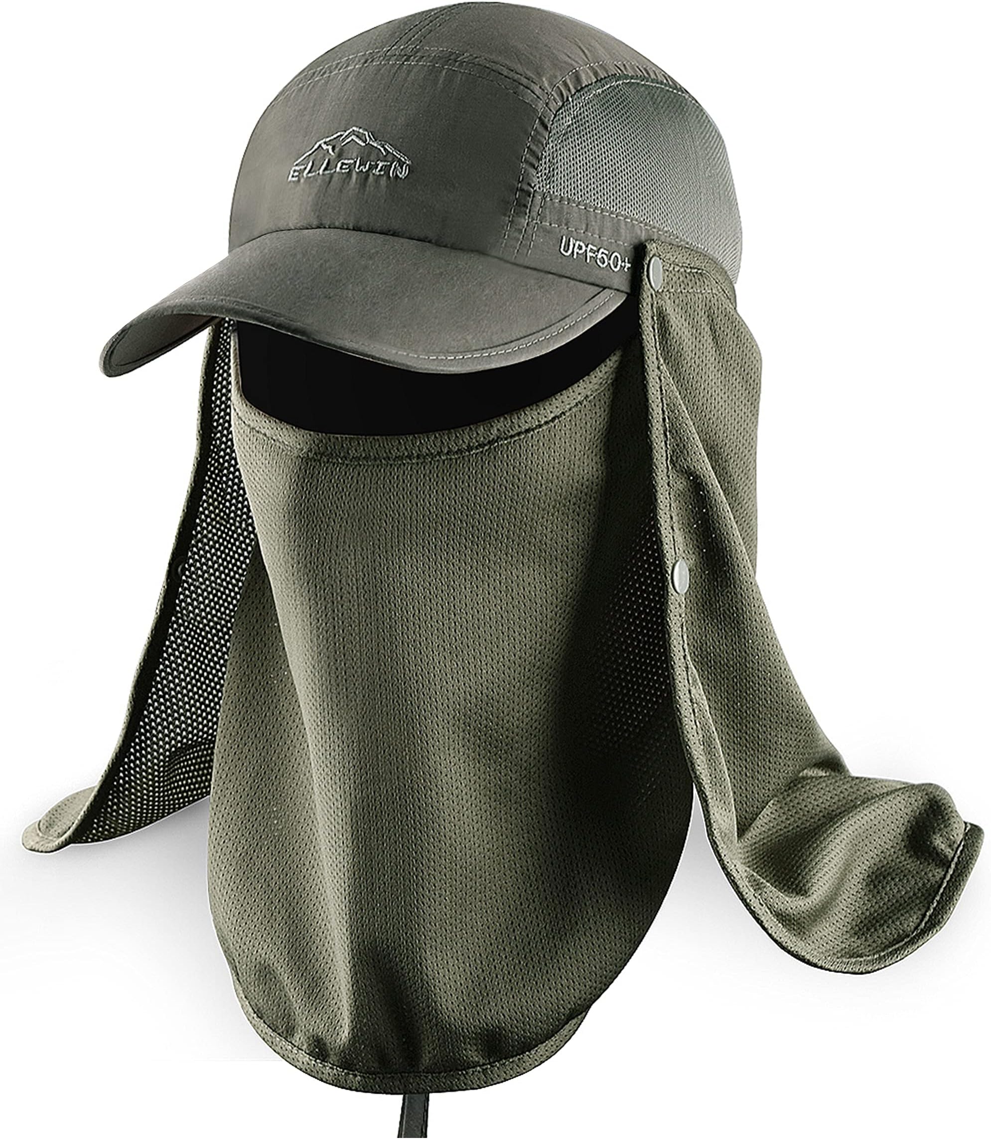 Fishing Sun Hats for Men and Women UV Protection Baseball Cap with Removable Face Neck Flap Cover for Outdoor Hiking Gardening