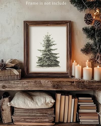 Miniatura 8 de Vodefoad Arte de pared vintage para árbol de Navidad, retro, neutro, antiguo, árbol de Navidad, pintura vintage de árbol de Navidad, impresión Árbol