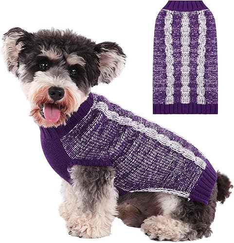 Queenmore Suéteres para perros pequeños, suéter de punto trenzado sin mangas, cuello alto, suéter cálido para mascotas, ropa de invierno para niñas,