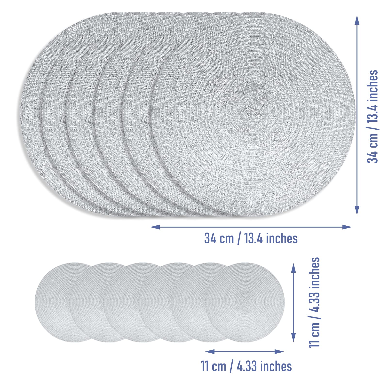 wiipara Round Woven Placemats Set of 6 Heat Resistant Round Braided Table Mats - Image 2