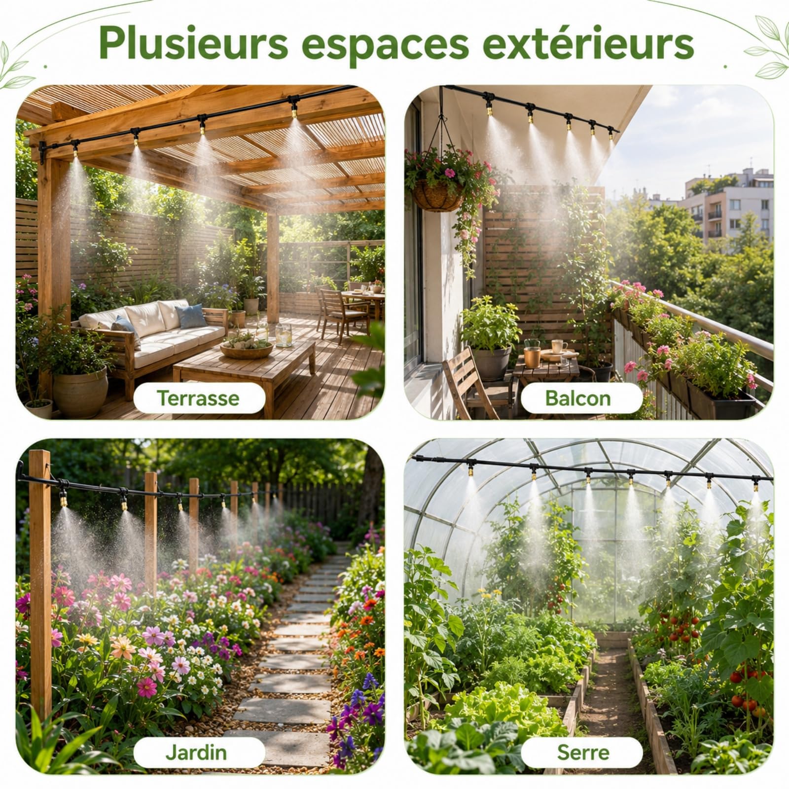 Brumisateur Terrasse et Brumisateur Exterieur Terrasse pour Jardin，25m | Brumisateur Eau Exterieur, Kit Brumisateur Terrasse et Brumisateur Extérieur pour Jardin Terrasse et Plantes en Pot