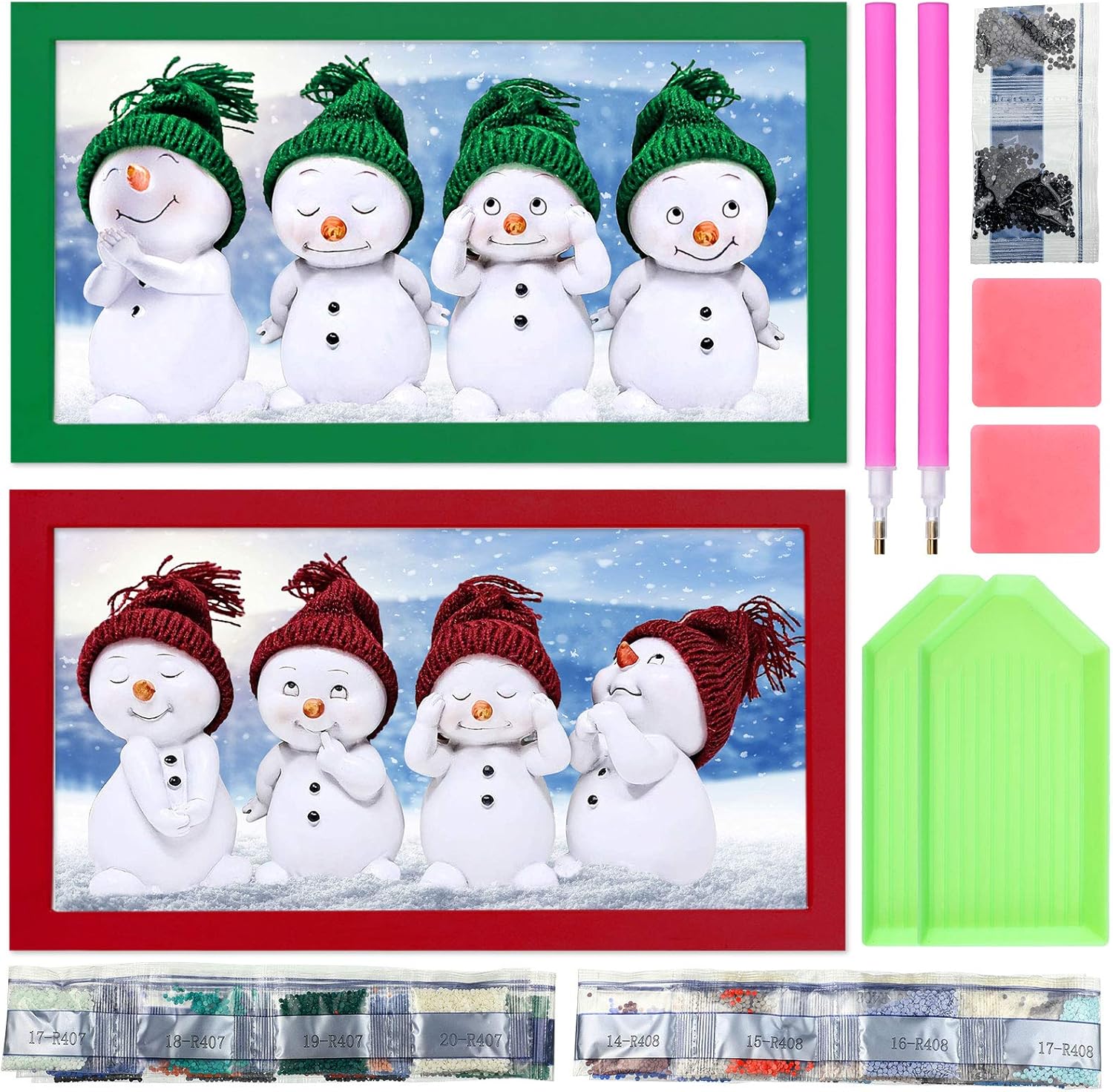 2 Sets 5d Diy New Life Christmas Snowman Kits Painting Drill Full Diamond