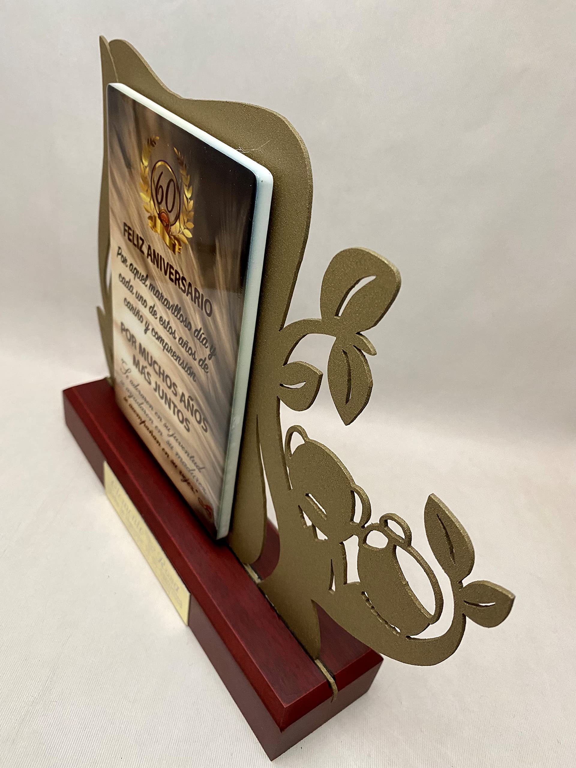 Regalo Bodas de Diamante Original Personalizado Figura con dedicatoria 60 Aniversario de Boda de Acero Satinado