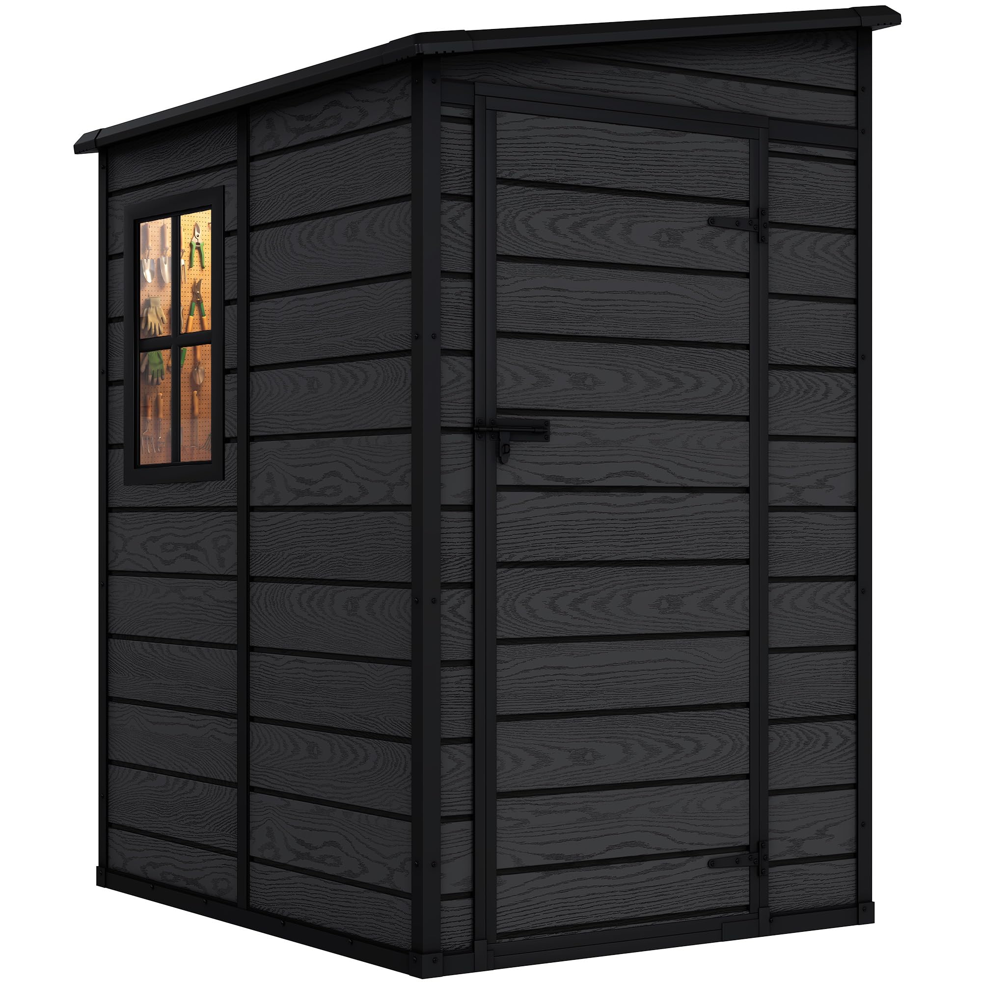 View 1 of **NOT A COMPLETE SET**only box 2/2 **DWVO 5x4 FT Resin Outdoor Storage Shed** MISSING PCS,**