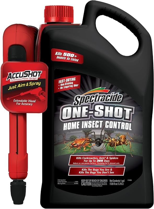 Spectracide One-Shot Home Insect Control, 1 Gallon, Insecticide with AccuShot Sprayer Fast-Drying Formula for Residential Use to Kill 500+ Listed Insects by Contact