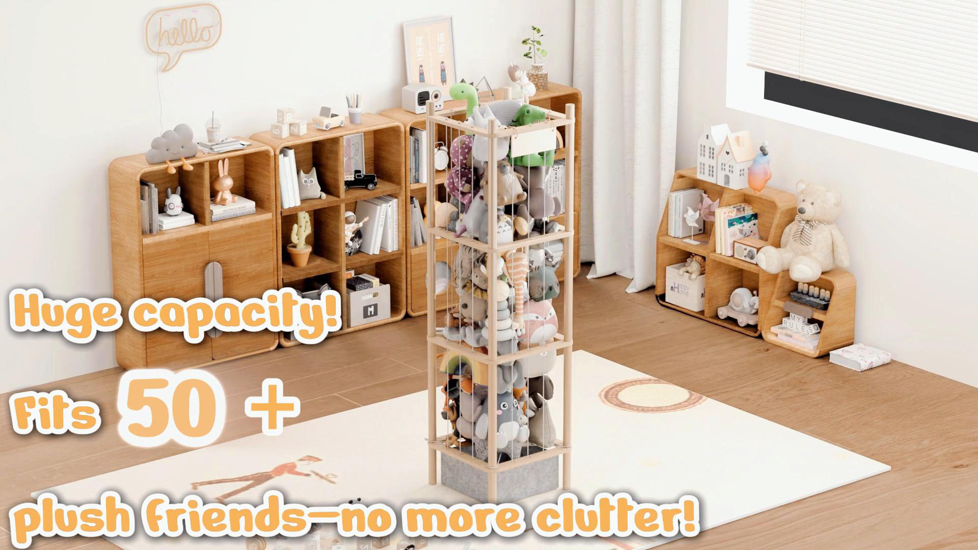 Amazon.com: WORLDMX Stuffed Animal Storage with Toys Tray, 57In