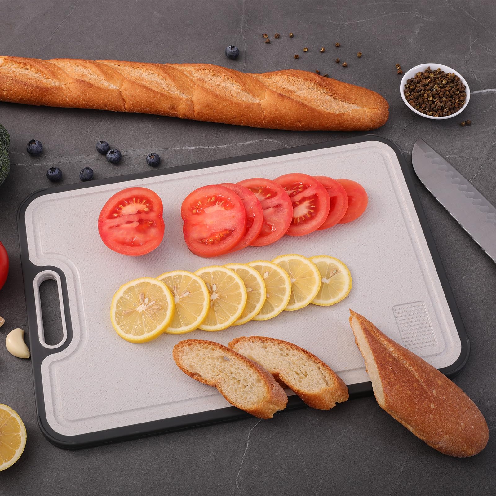 Tablas de cortar de titanio para cocina, tabla de cortar de titanio de doble cara, tabla de cortar antideslizante para carne, frutas, verduras, 15.2 x 10.4 pulgadas