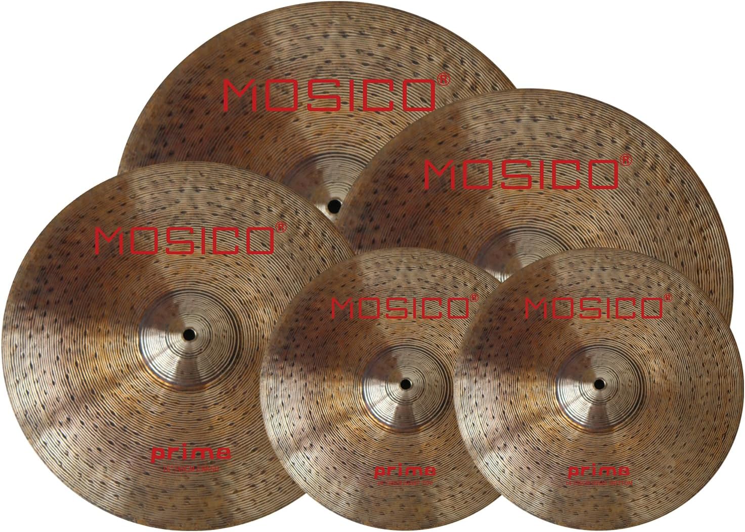Bronze Alloy Cymbal Pack Prime Series Hand Hammered Cymbal 14"Hihats 16"Crash 18"Crash 20"Ride Plus Free Cymbal Bag 5 Pieces Cymbals for Drum Set