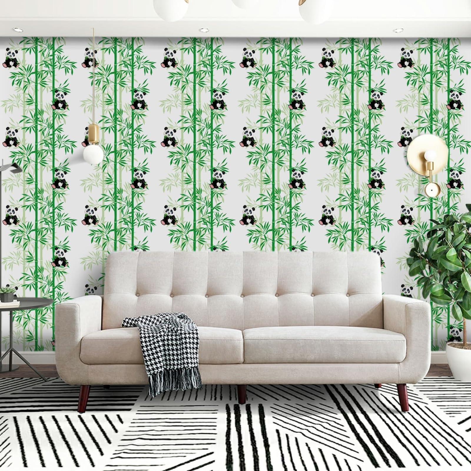 Wallpaper Black Panda Peel and Stick Self Adhesive Wallpaper for Living Room Waterproof Vinyl, Art Deco Thicken Sticky Back Plastic Removable