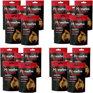 Homefire Natural Odourless Wood Wool Firelighters, for Multi-fuel Stoves, Wood Burners and Pizza Ovens, 20 Packs, Approx 400 Twizlers