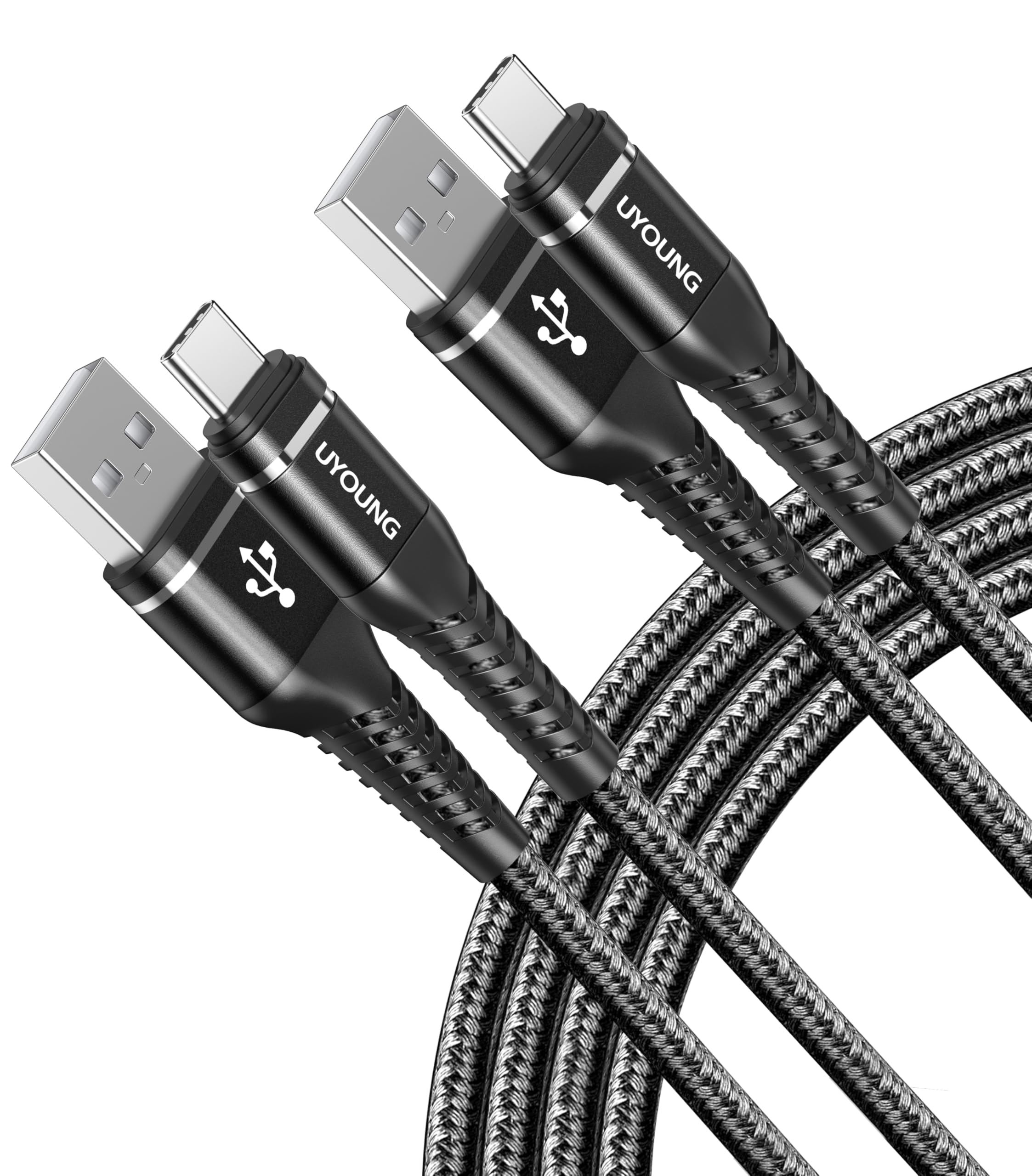 Type C ケーブル USB C 充電コード 1M ナイロン編み 高速データ転送 急速充電 3A 充電ケーブル iPhone 16/15 Pro Galaxy S24 Ultra iPad Air 5 対応 ブラック 2本