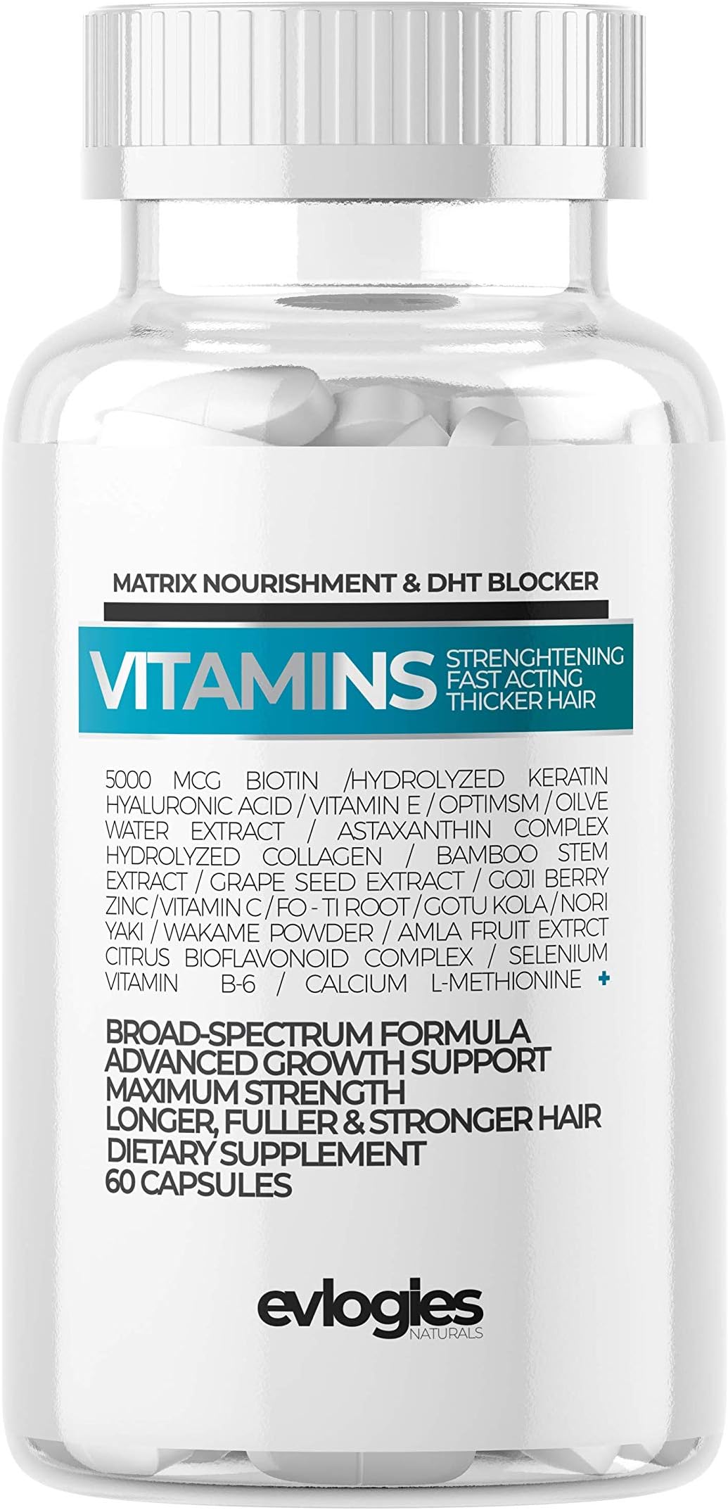 Hair Growth & Hair loss Vitamins with 5000mcg Biotin, Keratin, Hyaluronic Acid, Collagen, Vitamin E, Vitamin C, Zinc, DHT Blockers - Maximum Strength Treatment & Hair Conditioner