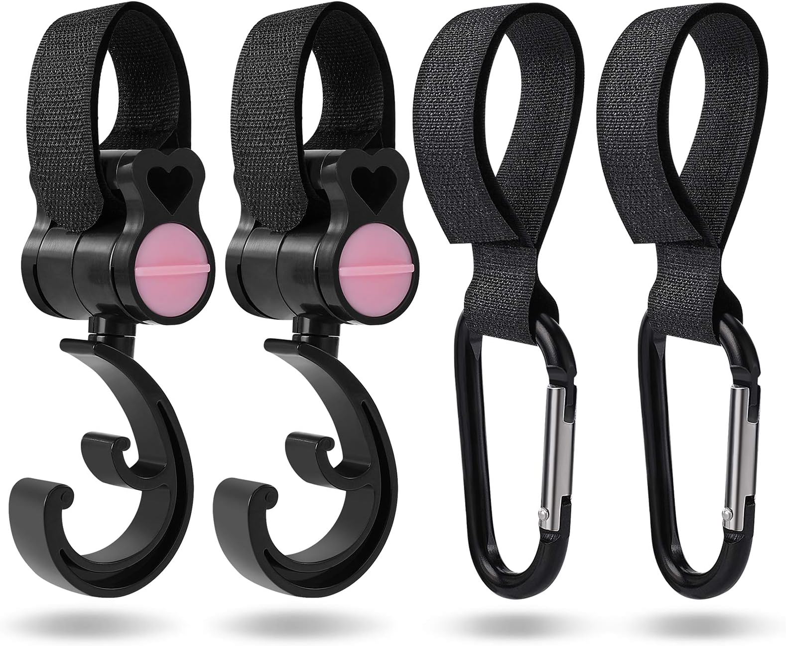 Baby Stroller Hooks, 4 Pack of Multi Purpose Hooks Adjustable Hanger Mommy Bag Hooks for Hanging Diaper Bags,Purse,Stroller Organizer