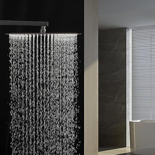 Miniatura 33 de BESy - Cabezal de ducha efecto lluvia cuadrado, de acero inoxidable de alta presión, de 1/16”, ultra fino, cobertura de cuerpo completo con boquilla