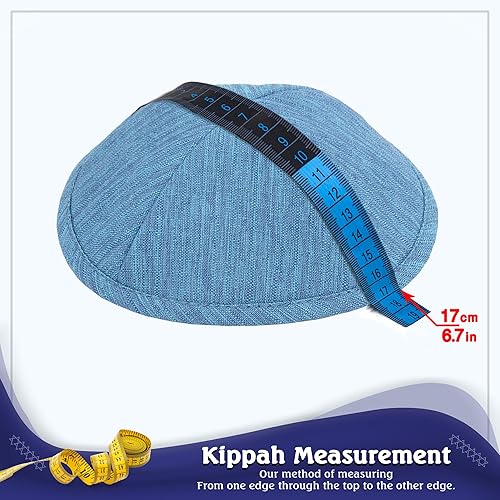 Miniatura 4 de HolYudaica Paquete de 5 piezas  Hq SatinLinoVelvetSeda CrudaGamuza Kippah para hombre, sombrero Yamaka diseñado en Israel  Kippot Bulk