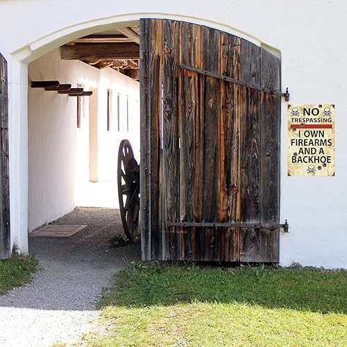 Miniatura 5 de Letrero divertido de "No Trespassing", letreros de metal de advertencia, My Gun Tells me not for Long, letrero para patio, garaje, granja, jardín,