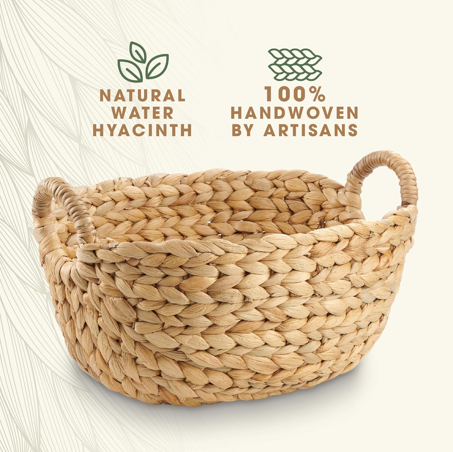 Set of 3 Wicker Storage Baskets for Organizing - Woven Decorative Baskets with Handles - Organizers for Bathroom, Kitchen, and Shelves (Natural)