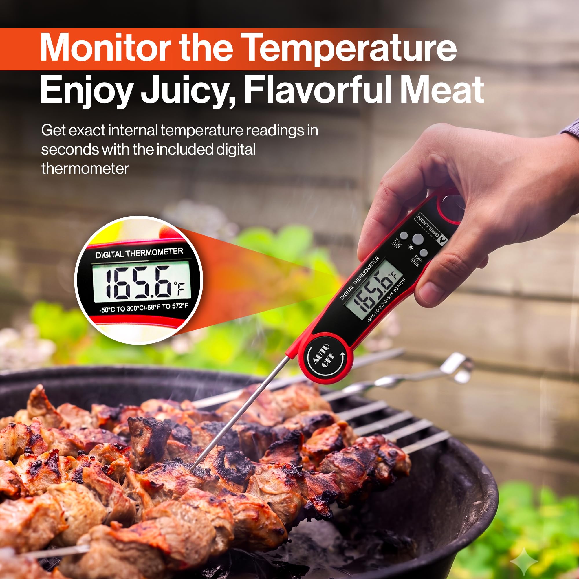 Grillwerkzeuge für Outdoor-Grills – Premium-Grillutensilien-Set – Spatel, Zange, Gabel, Thermometer und Bürste mit Tragetasche – Grill-Sets für Männer – Grillzubehör Geschenke