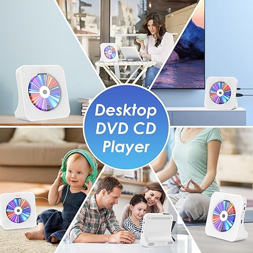 Miniatura 8 de Gueray Reproductor de DVD para TV, reproductor de CD para el hogar con altavoces Bluetooth, compatible con pantalla de control remoto, radio FM con