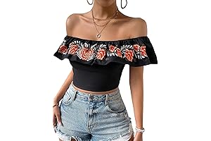 Women's Embroidered Floral Off-Shoulder Mexican Outfit