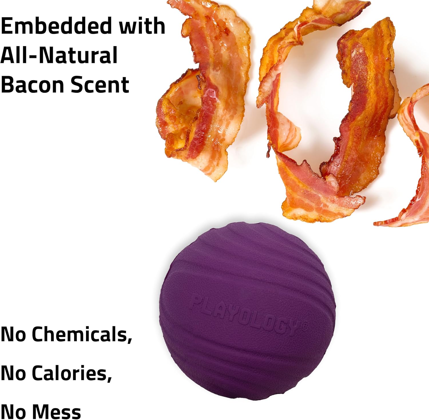 Playology Durable Dual Layer Dog Ball Toy - Medium, Bacon Scent image 4