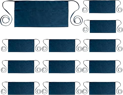 Miniatura 9 de PLOYMONO Delantal de cintura con 3 bolsillos, paquete de 12 - Delantal corto verde para camarera