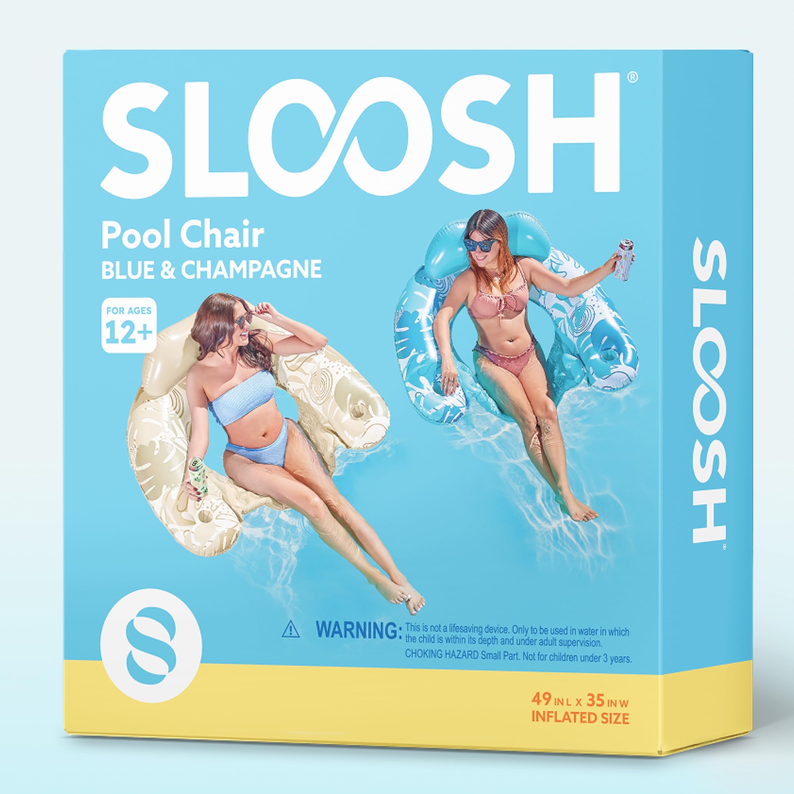 SLOOSH Aufblasbare Pool-Flöße für Erwachsene, 2er Poolstühle mit Getränkehaltern, aufblasbarer schwimmender Poolstuhl, Pool-Flöße für Erwachsene, Schwimmparty, Sommer-Wasserfreude