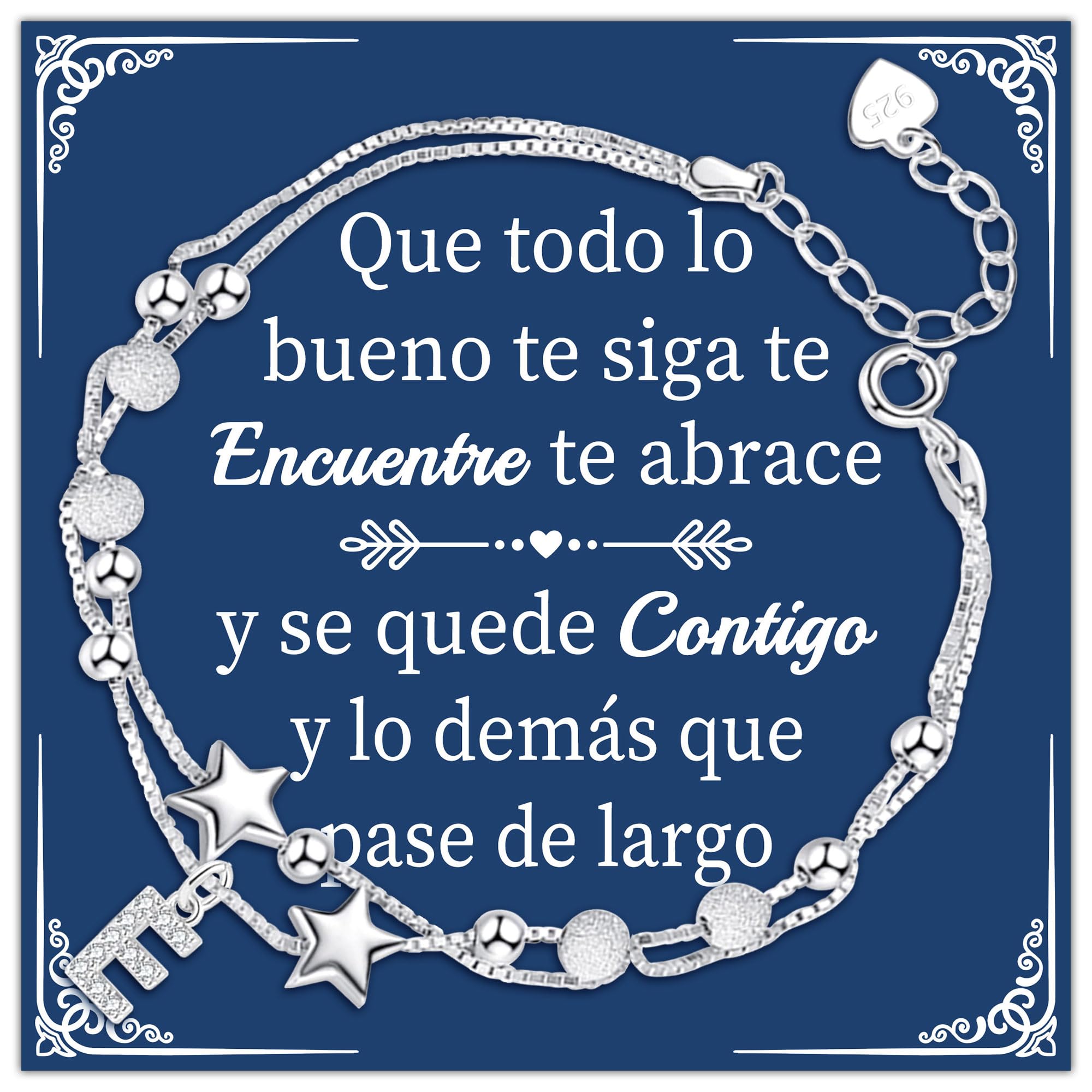Regalos para Mujeres Pulsera de Plata con Letras Iniciales Regalos Creativos para Amigas Hermanas Colegas Hijas Madres Tías Esposa Navidad Cumpleaños Graduación