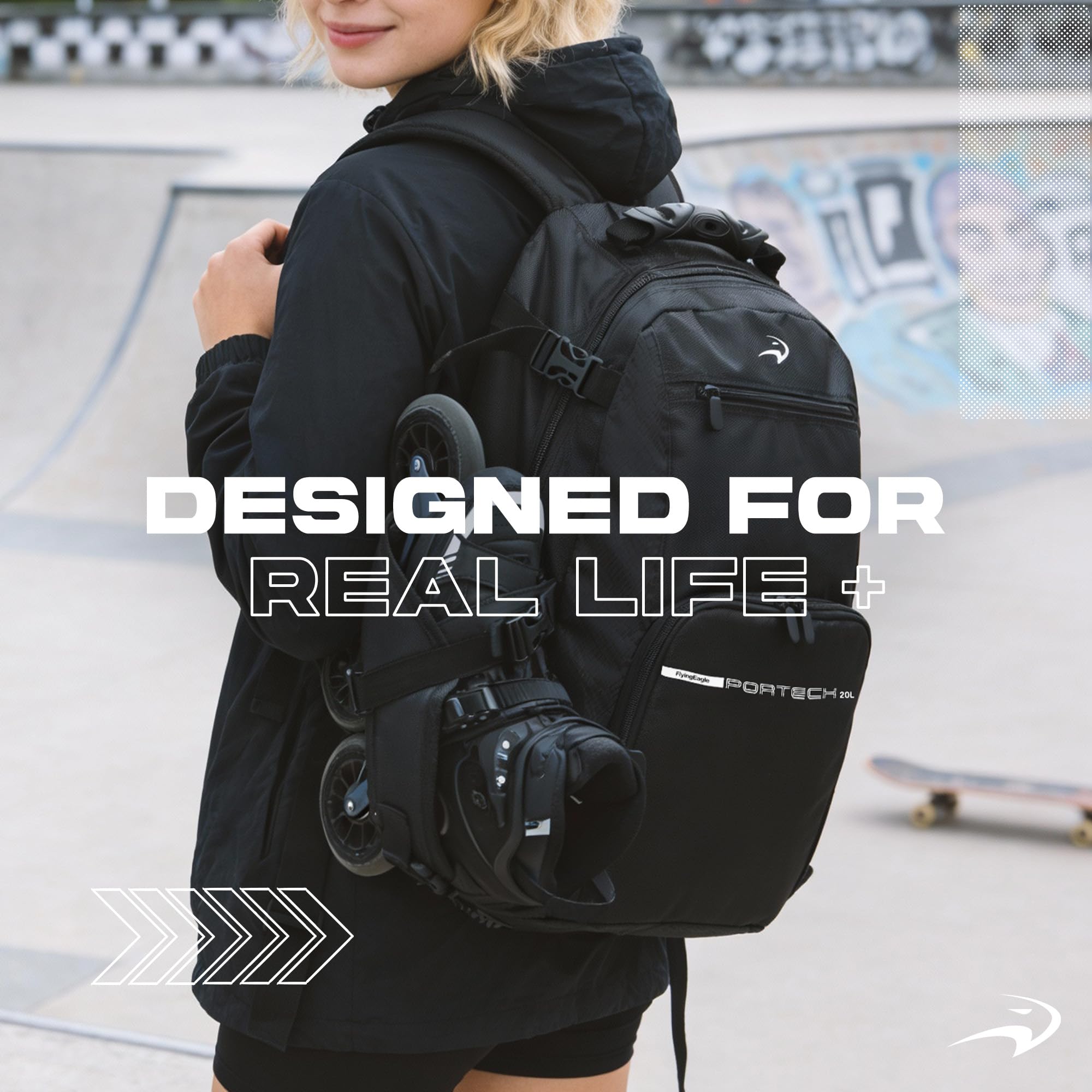 Flying Eagle Portech - Mochila de viaje, mochila deportiva para patines en línea, bolsas de patinaje, bolsa de viaje, bolsa de patinaje en línea para mujeres y hombres, organizador de equipos