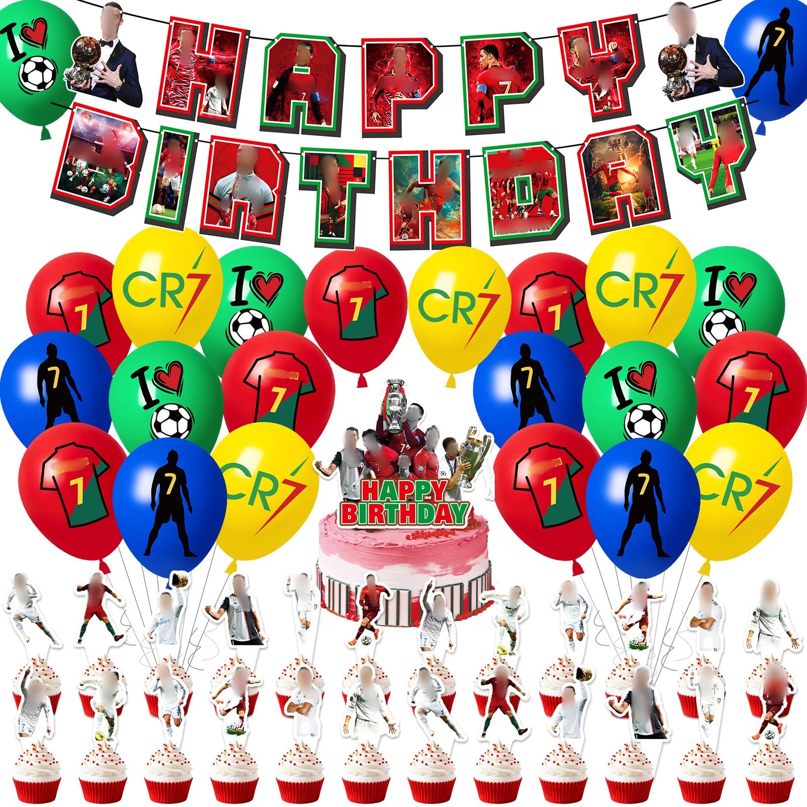 42 Pcs Football Star Birthday Party Decorations, Football Star Party Decorations Supplies With Happy Birthday Banner Foil Balloons Cake Toppers for Kids Boys Baby Theme Supplies Shower