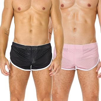 AIMPACT Mens Mesh Booty Shorts 3 Inch Sexy Smooth Lounge Active Shorts Ranger Panties